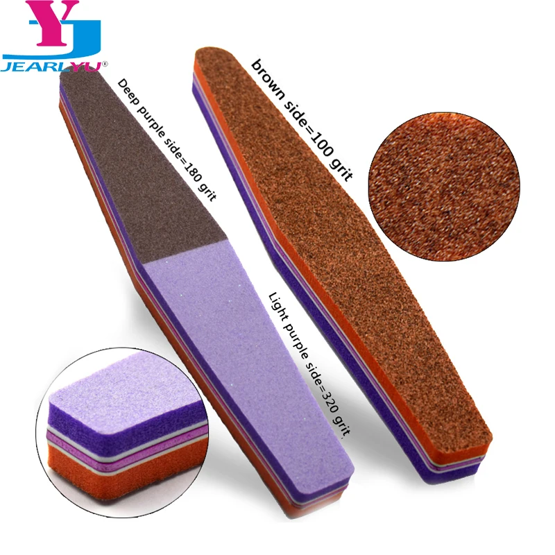 

High Quality 2Pcs 3 Side Nail Files Sanding Pro Manicure Polish File 100/180/320 Sponge Crystal Nail File Blok Vijl Kit Unhas