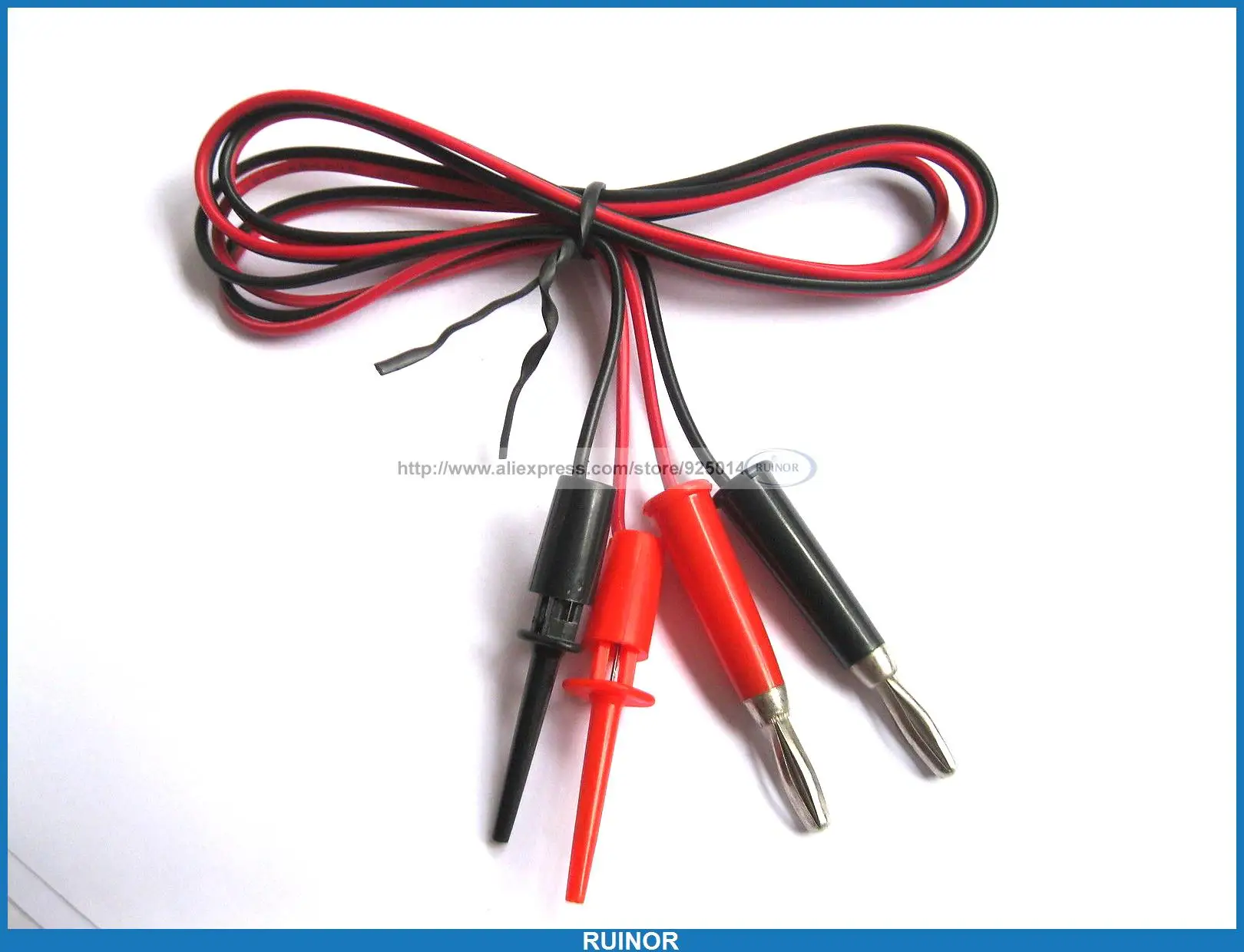 

5 Set x 1M 100cm Red Black Test Cable Small Test Clip hook connector to Nickel Banana Plug Cable