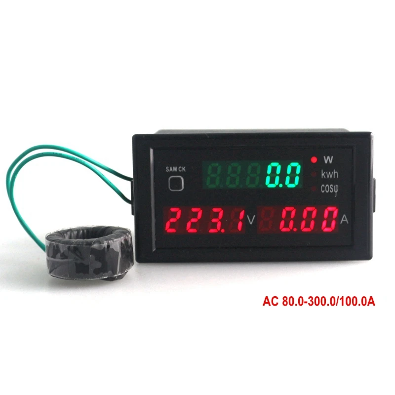 

AC 80.0-300.0V 0-100.0A volt amp meter display active Power energy power factor voltage current with transformers