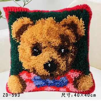 

Pillow"do it yourself"Cartoon bear animal method needlework kit latch hook rug kit Unfinshed / embroidered carpet pattern