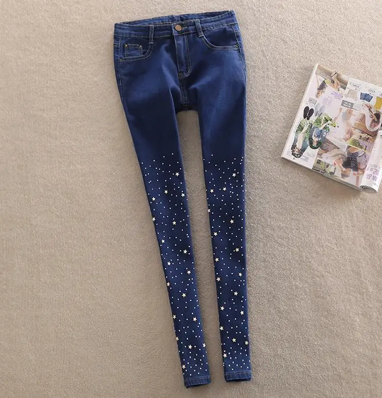 Женские узкие джинсы стрейч с бриллиантами|jeans woman|new jeansnew women jeans |