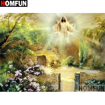 

HOMFUN Full Square/Round Drill 5D DIY Diamond Painting "Religious Jesus" 3D Embroidery Cross Stitch 5D Home Decor gift A17257