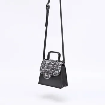 

Bag Female 2019 New Woolen Leather Patchwork Small Square Bag Multi-function Pockets Shoulder Crossbody Bags Bolsa Feminina