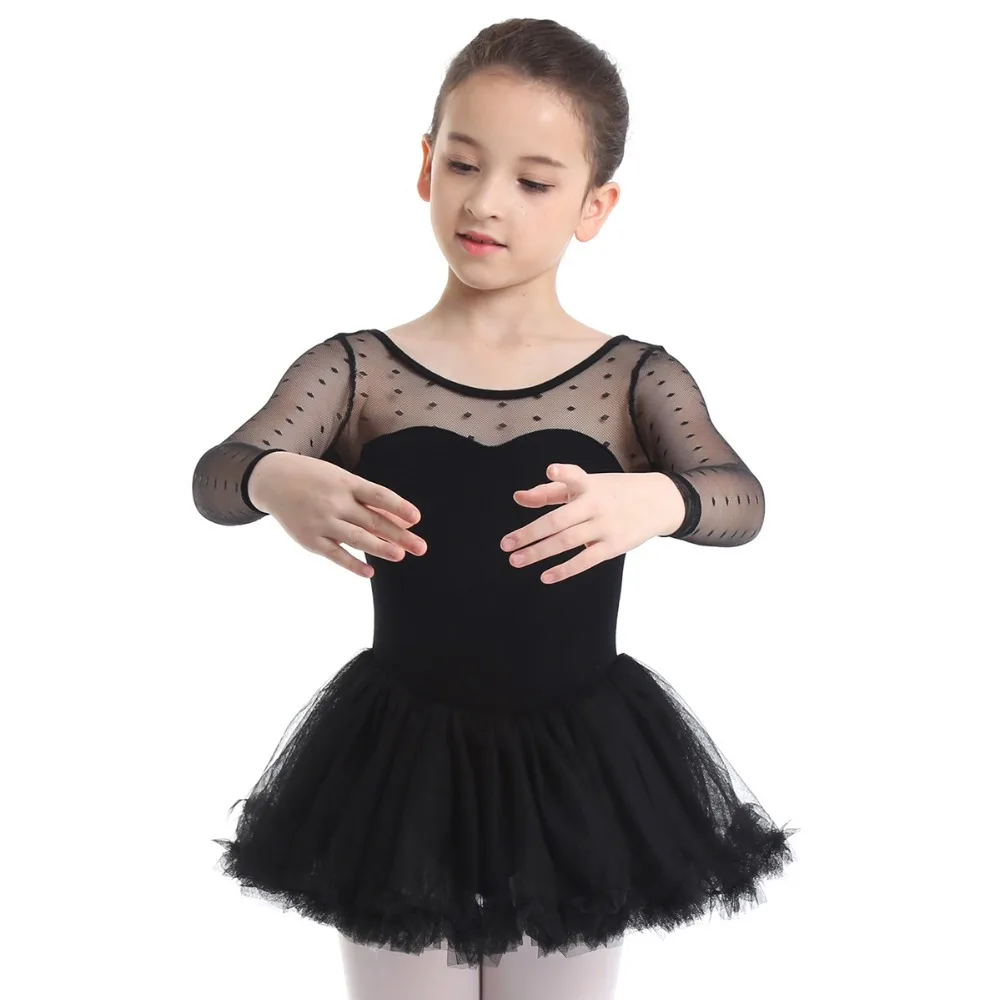 Professional Kids Girls Mesh Ballet Dance Tutu Dress Gymnastics Leotard Skirt Ballerina Costume Modern Lyrical Dancing Dresses