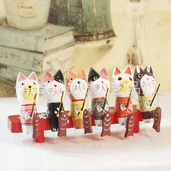 

Factory direct creative crafts Home Decoration painting sets six kittens Balinese fishing JP0666