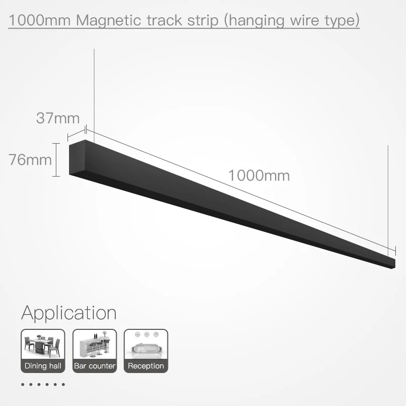 Креативный магнитный держатель лампы Алюминиевый 0,5 м 1 м потолочный встраиваемый подвесной светодиодный светильник с магнитным креплением - Испускаемый цвет: 1M Suspended track