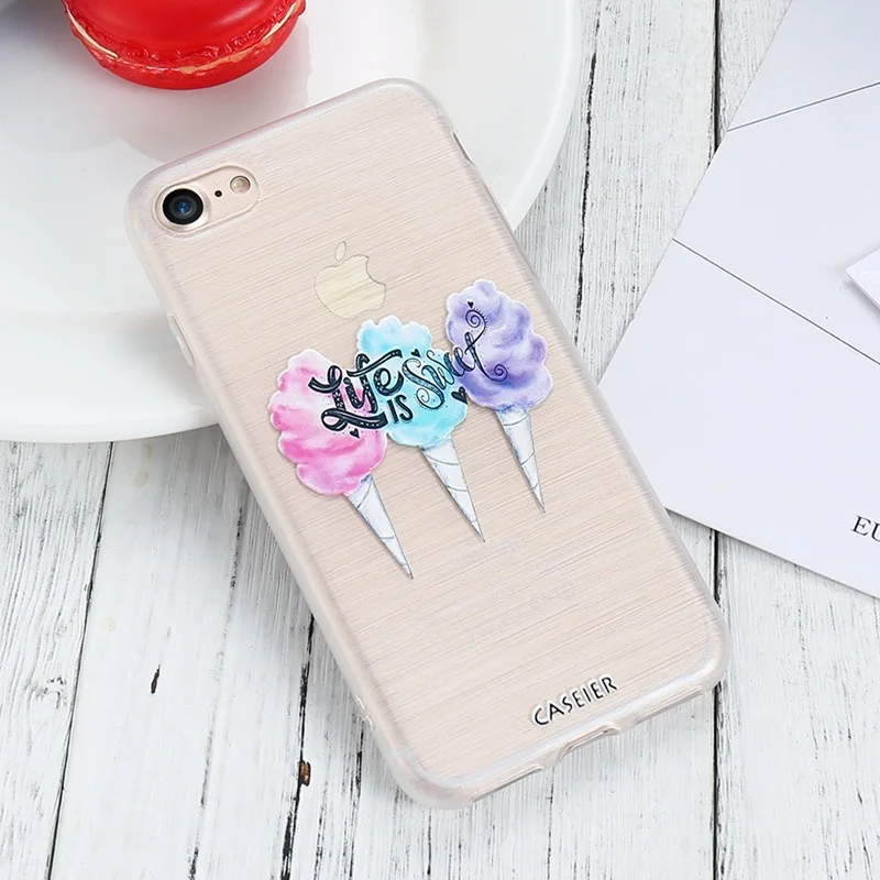 CASEIER Милый Летний рельефный мягкий чехол для телефона iPhone X 7 8 6 S чехлы из ТПУ с