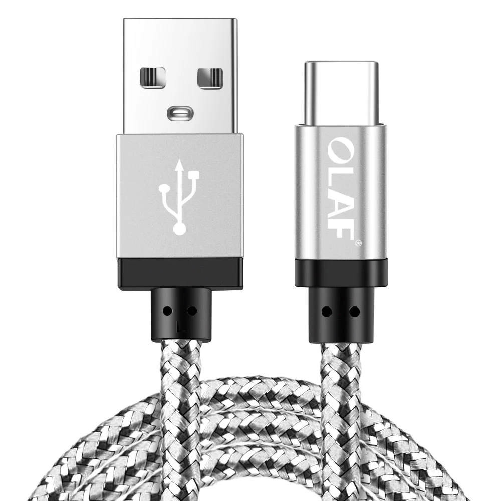 Silver Олаф 1 м 2 м 2A кабель для быстрой зарядки usb type C для Xiao mi Red mi Note 7 mi 9 mi 8 9 USB C кабель для зарядки для samsung S8 S9 Plus - Цвет: Silver