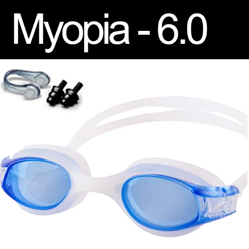 Оптические очки для плавания, для детей, анти-туман, рецепт, очки для плавания, для детей 3-15 лет, близорукость, спортивные очки, диоптрий для бассейна - Цвет: Myopia -6.0 Blue