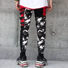2019 Harem Pants Men Skinny Spring Patchwork Full Length Hip Hop Men Trousers Hole Casual Overalls Streetwear Pencil Pants