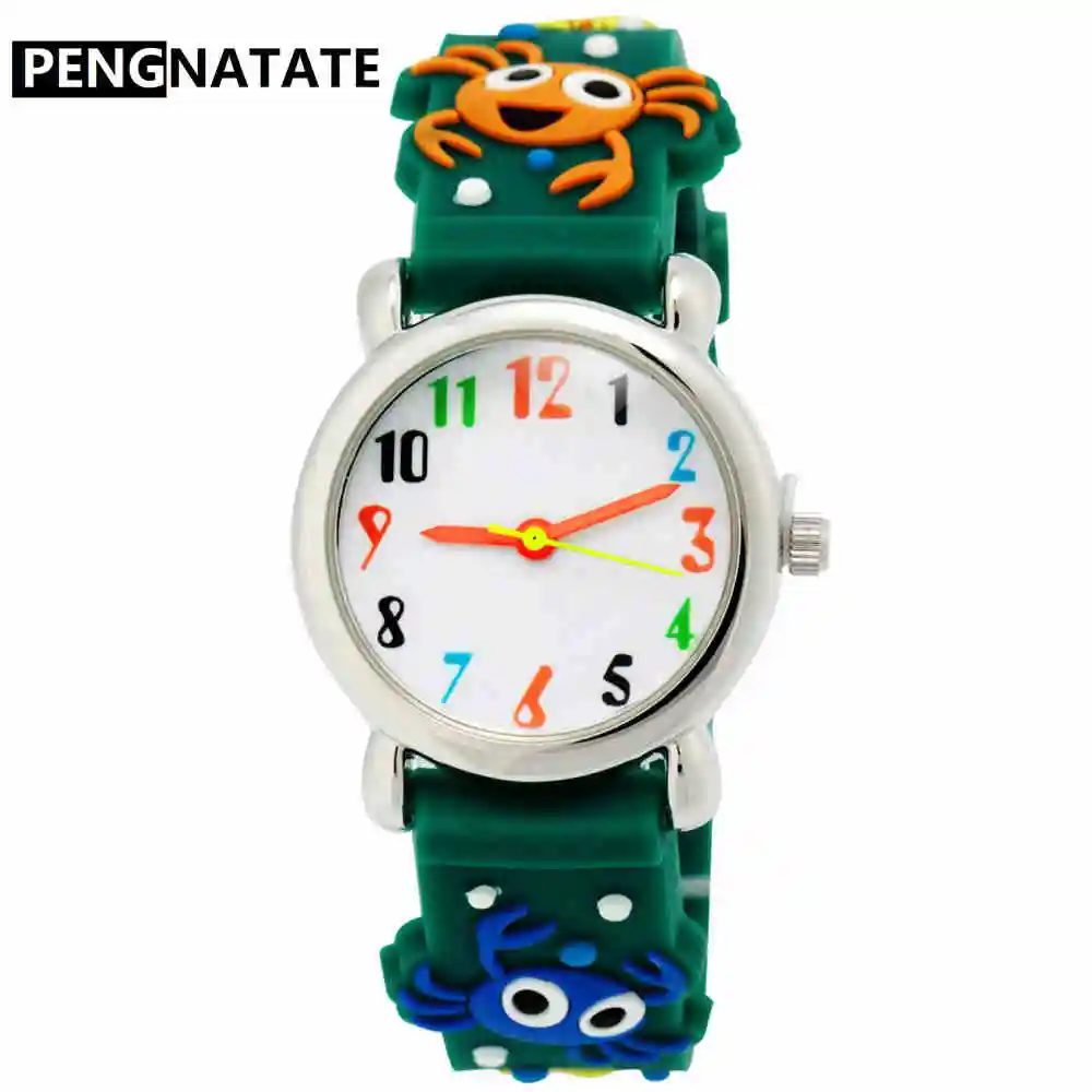 PENGNATATE Children Quartz Watches 3D crab Strap Fashion Cartoon Kids
