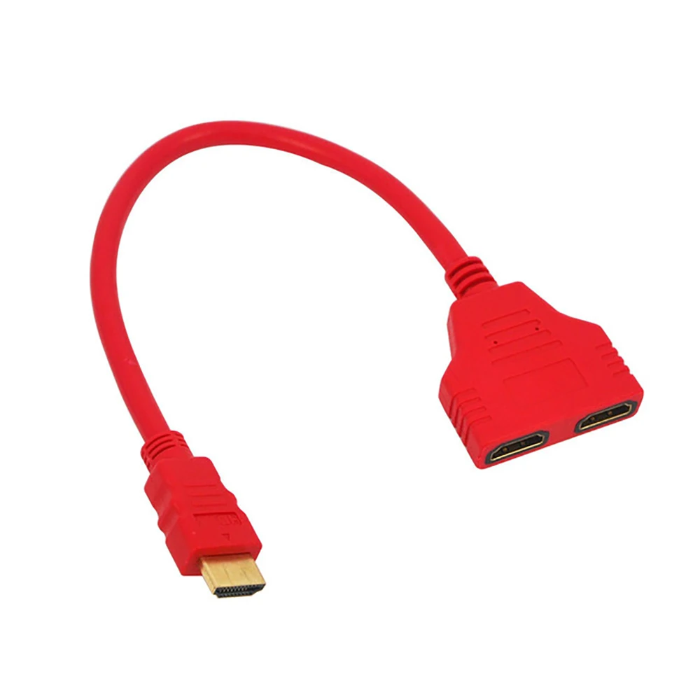 Новинка 1080P 1/2 сплиттер HDMI мужской на женский 2 HDMI кабель 1 в 2 Выход HDMI адаптер для видео компьютера DVD tv HD tv - Цвет: Красный