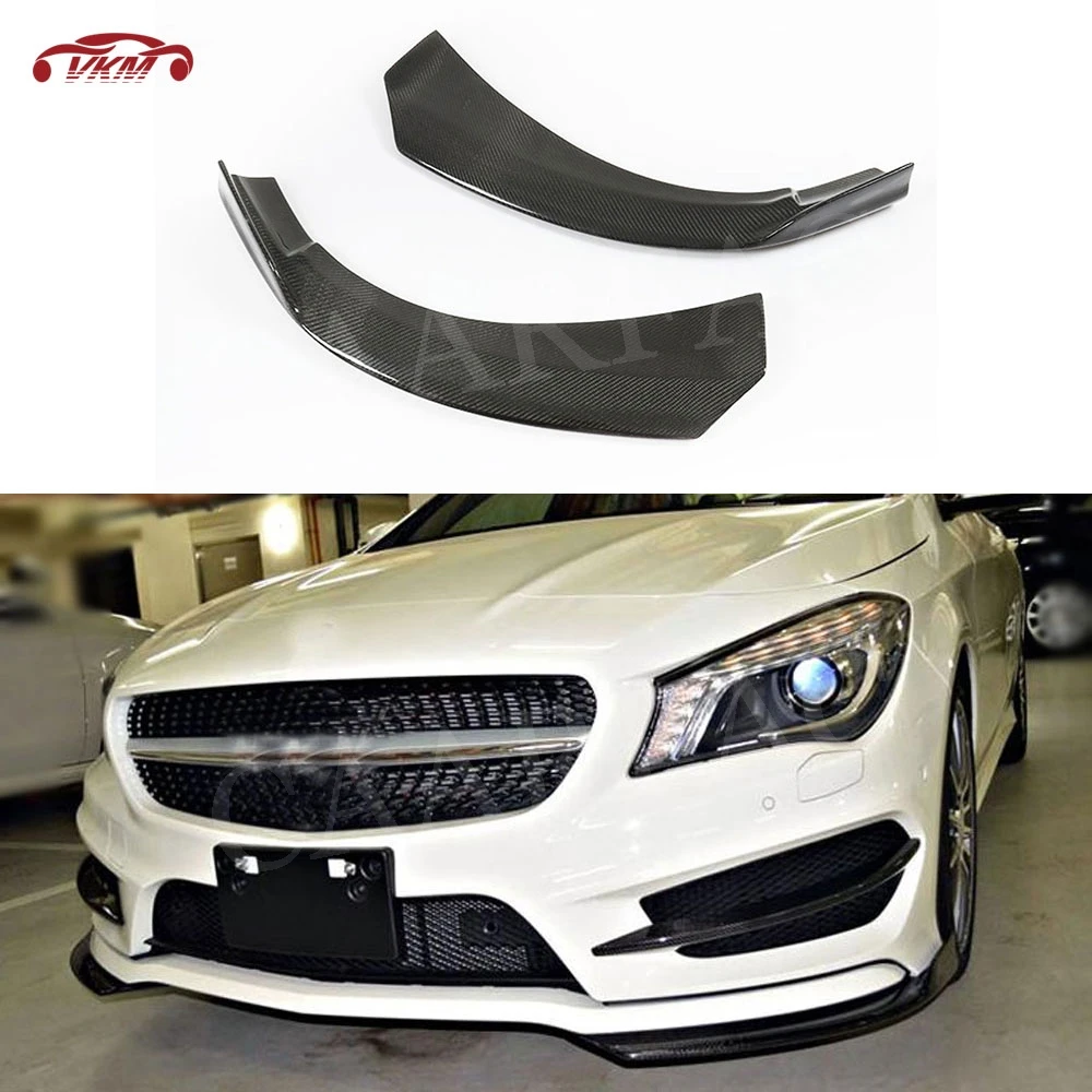 

For W176 Carbon Fiber Black Front Lip Splitters Spoiler Side Canards Flaps for Mercedes Benz A Class A180 A200 2013-2019
