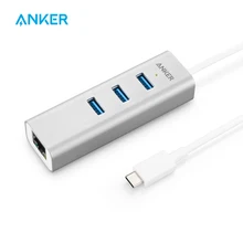Anker USB C концентратор, 4-в-1 Алюминий USB C Ethernet адаптер с Порты и разъёмы, с 3 портами(стандарт 3,0 Порты, для MacBook Pro, Chromebook, XPS, samsung S9 и т. д