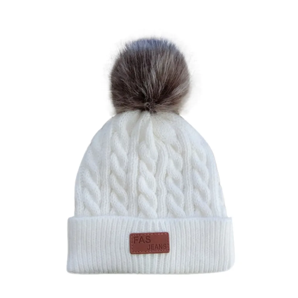 

Brand New Children Toddler Kids Baby Warm Winter Wool Knit Beanie Fur Pom Pom Bobble Hat Cap Winter Warm Baby Beanie Hat 1N5