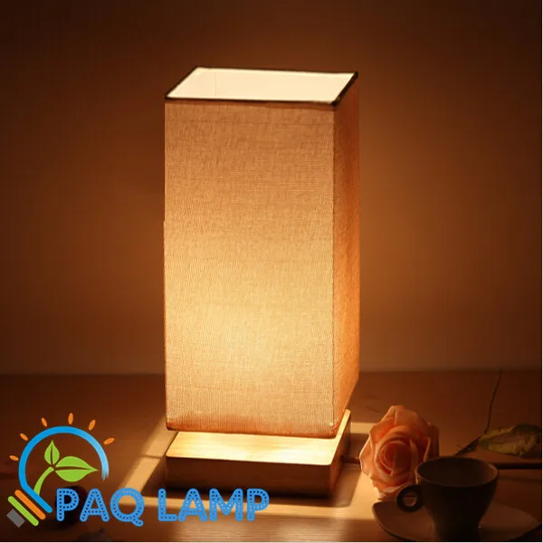 

Modern table lamp wood light led light linen Cloth lamp shade bed room Office table lamp