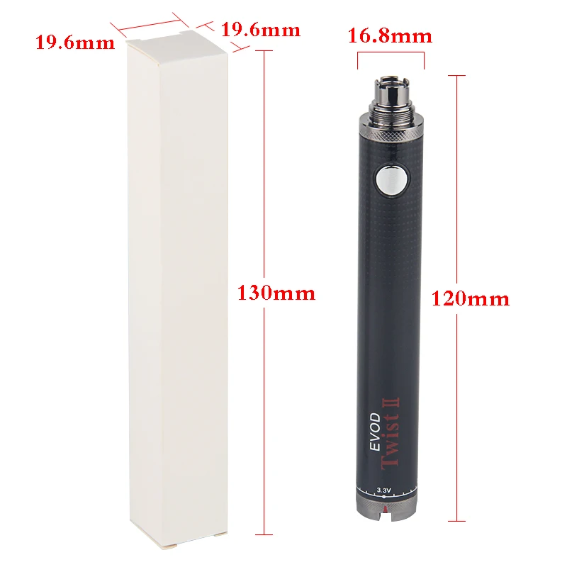 1 шт. EVOD Twist II 2 vaporizador переменное напряжение 3,3 V~ 4,8 V vape мод электронная сигарета vape для электронной сигареты EGO 510 Атомайзер