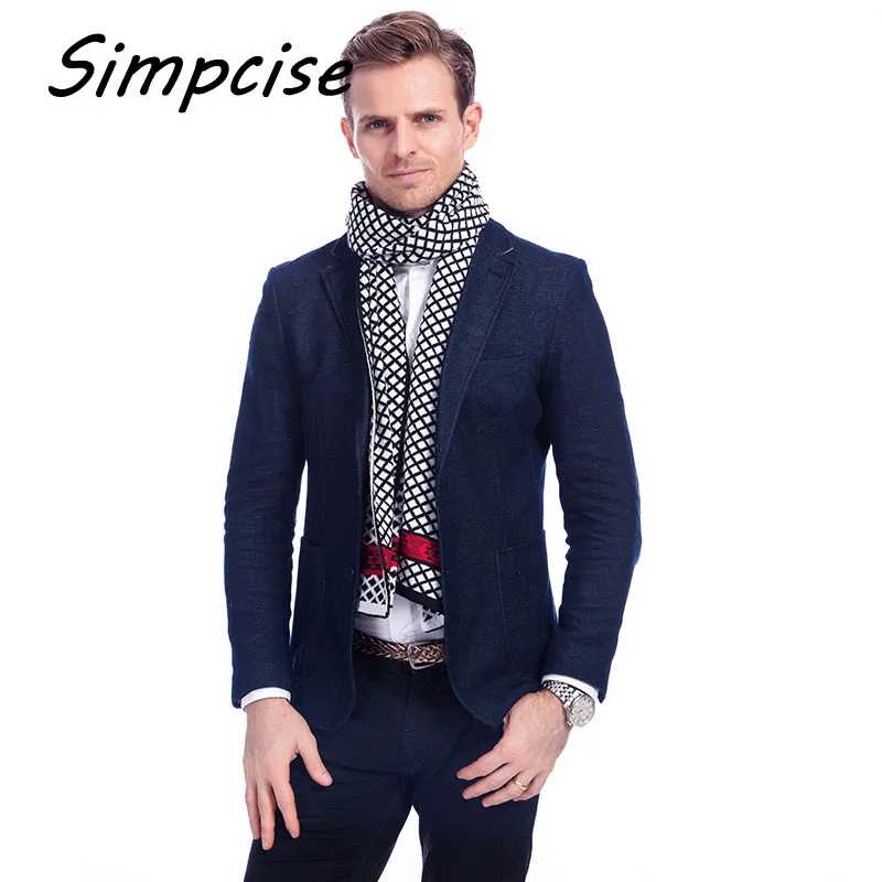 Winter Knitted Scarf Man Hot Sale Unilateral Plaid Knit Scarves Men Charm Warm Scarf Shawls Gift A3A18940