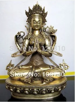 

001155 NEPAL TIBETAN STATUE CHENREZI BRONZE BUDDHA