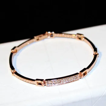 

Simple Rose Gold-color Micro Pave Crystal Bracelets For Women Bangle Bijoux Fashion Jewelry Fine Gift