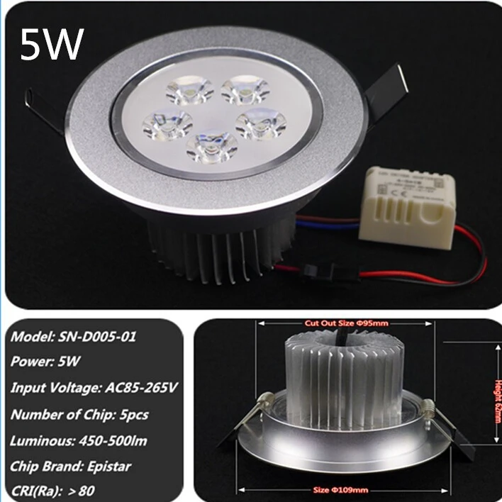 Светодиодный потолочный светильник s 85 V-265 V 110 V/220 V лампа 3W 5W 7W 9W 12W 15W вниз светильник Точечный светильник с драйвером светильник ing