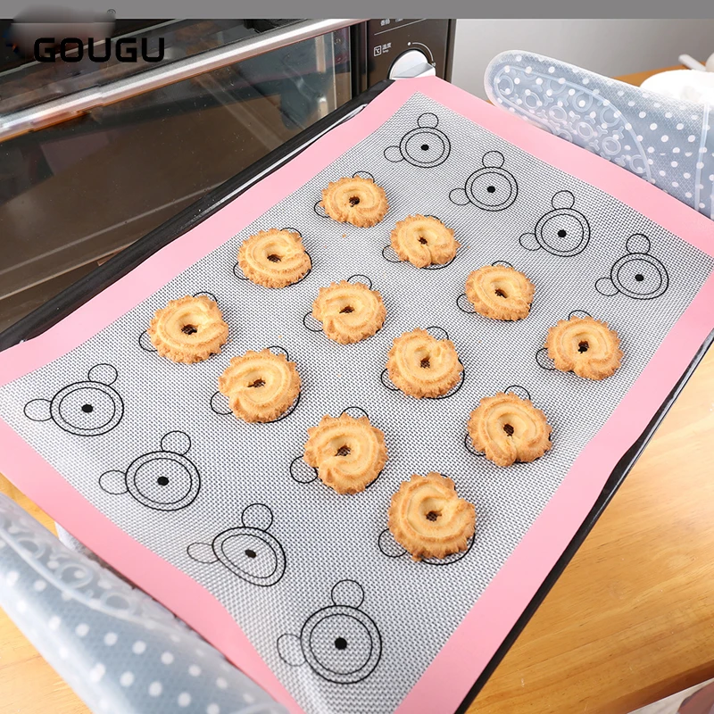 

42*29.5cm Cartoon Baking Sheet Glass Fiber Silicone Oven Baking Mat Non-Stick Heat Resisting Cake Cookie Macaron Baking Tools