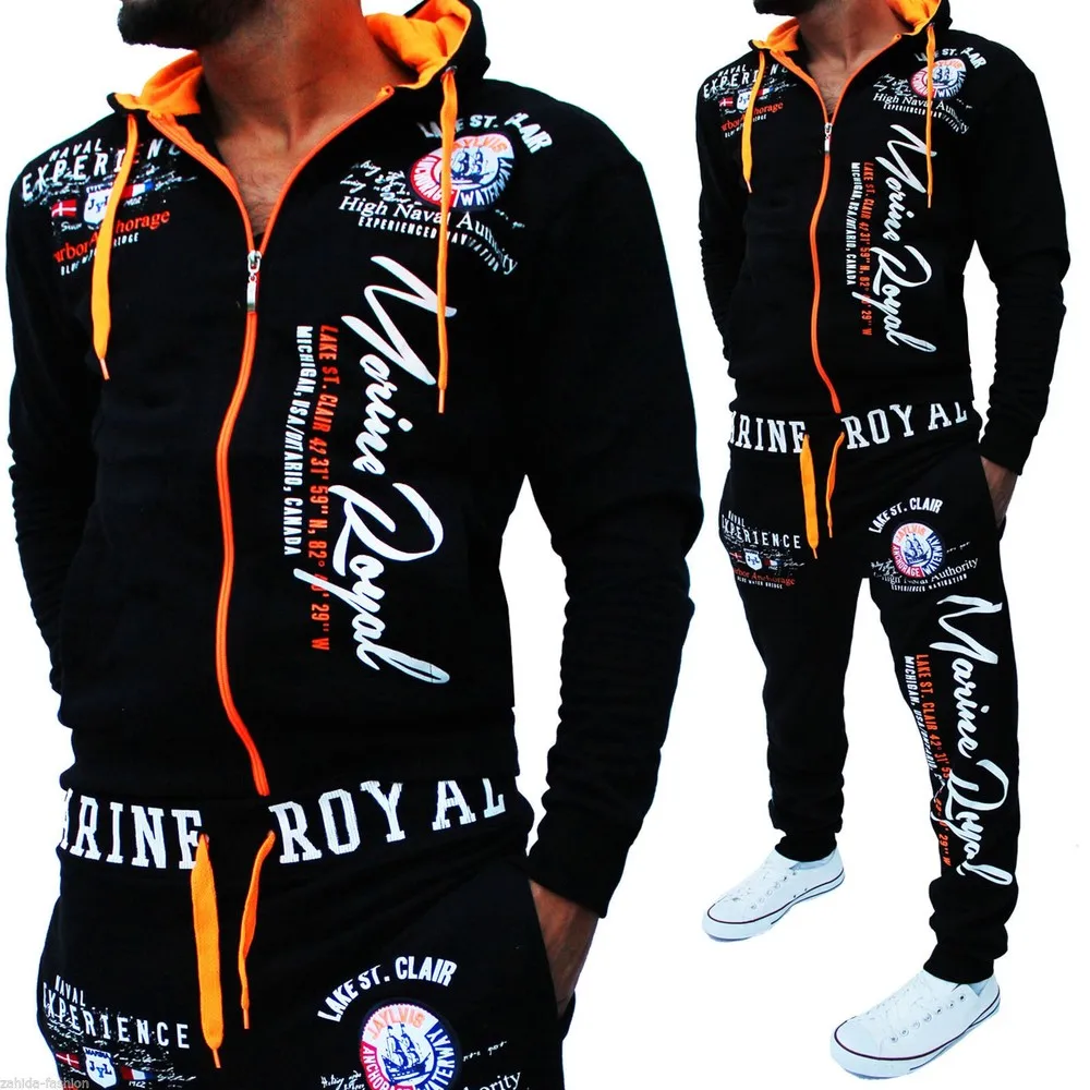 Zogaa Brand Men 2 Piece Set Hooded Sweatshirts and Pants Set Fitness Traning Sportswear Zipper Track Suit Mens Jogger Sets