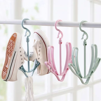 

PP Strong Wall Hooks Rotatable Clothes Rack for Balcony Bathroom Holder Storage Shoe Drying Hangers Windproof Hook
