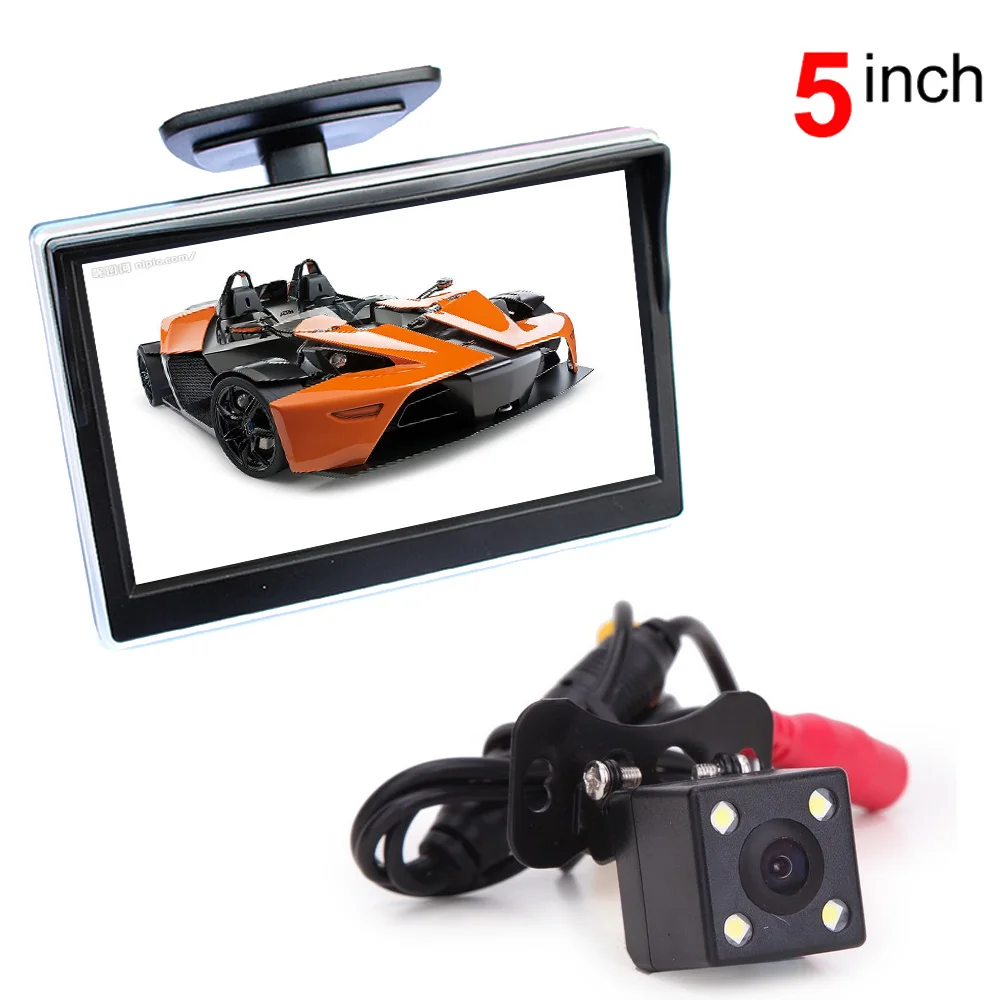 

Car Parking Assistance 5 inch Rear View Monitor + Car Reversing Rearview Backup Camera with Rubber Vacuum Cup Bracket