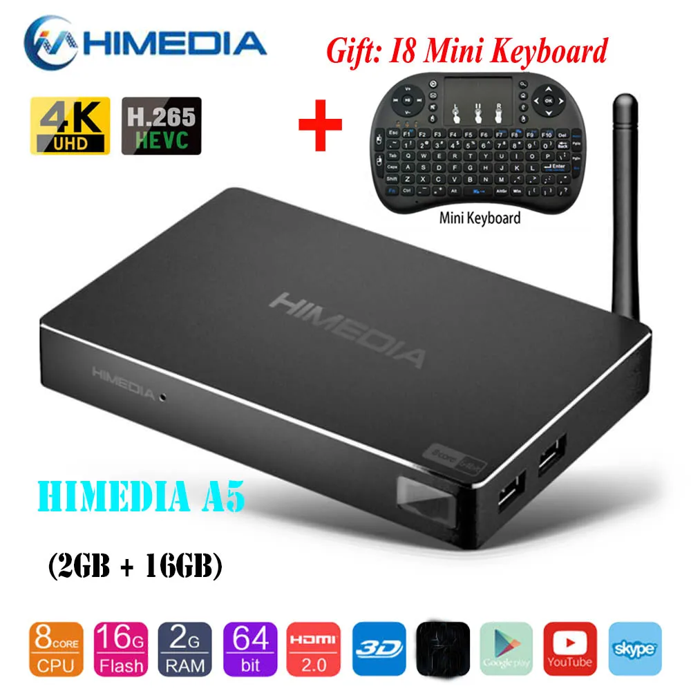 Himedia Q30 4K 3D Smart tv Android 7,1 tv Box 2 ГБ 8 ГБ; Himedia A5 Android 6,0 2 Гб 16 Гб WiFi сетевой домашний кинотеатр HD медиаплеер - Цвет: A5 N I8 Keyboard