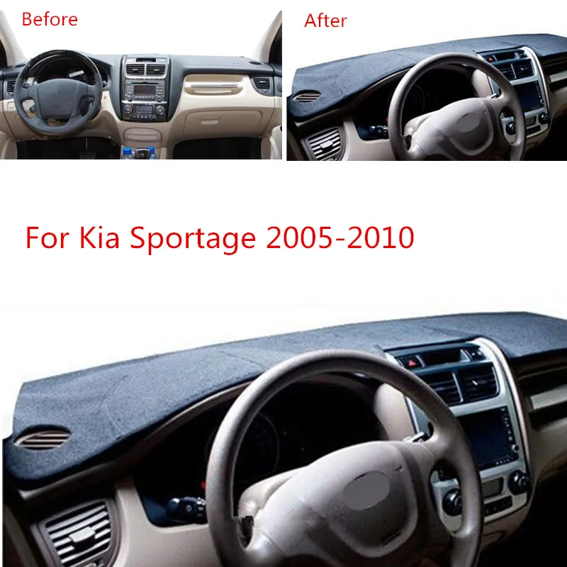 Alfombrilla de salpicadero para K IA Sportage Cubierta de Fundas de tablero resistente antirreflectante cuero Negro Acondicionamiento interior Coche y moto olivi.com.br