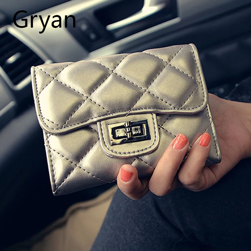 

Women Short Style Rhombohea Embroidery Thread Turn Lock Wallet Female Small Fragrant Breeze Holder three fold tide Purse 216
