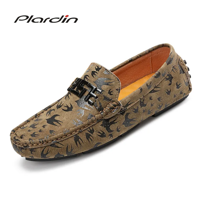 

Plardin New Brand Fashion Casual Men Loafers High Quality Metal Decoration Appliques Genuine Leather Shoes Man Flats Shoes