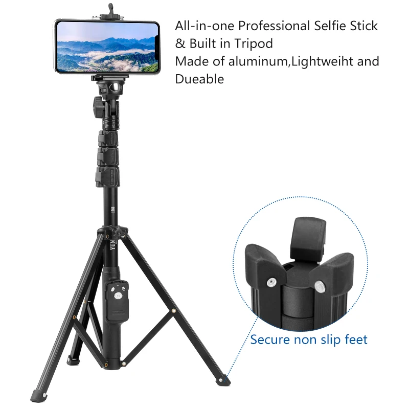  Lightweight Phone Tripod Selfie Stick With Wireless Bluetooth Remote Control Tripod Stand for LED V