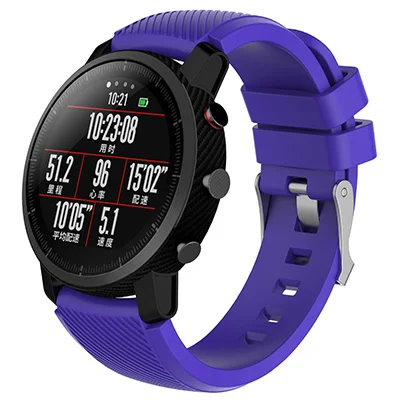 Hangrui 22 мм силиконовый ремешок для часов Amazfit для Huami Amazfit Stratos 2 2S разноцветный ремешок для часов браслеты браслет умный аксессуар - Цвет: Purple