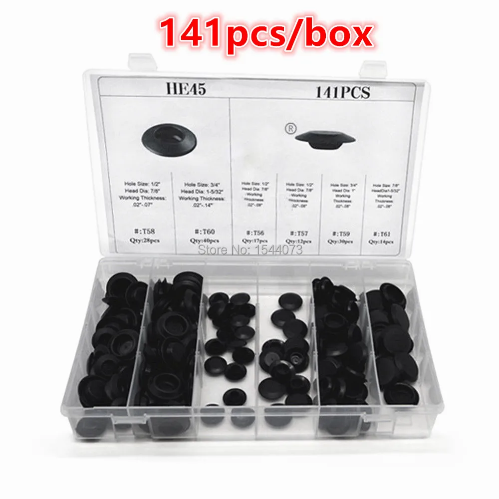141Pcs 6 Size Assorted Car Flush Metal Mount Hole Fastener Plugs Auto Body Sheet