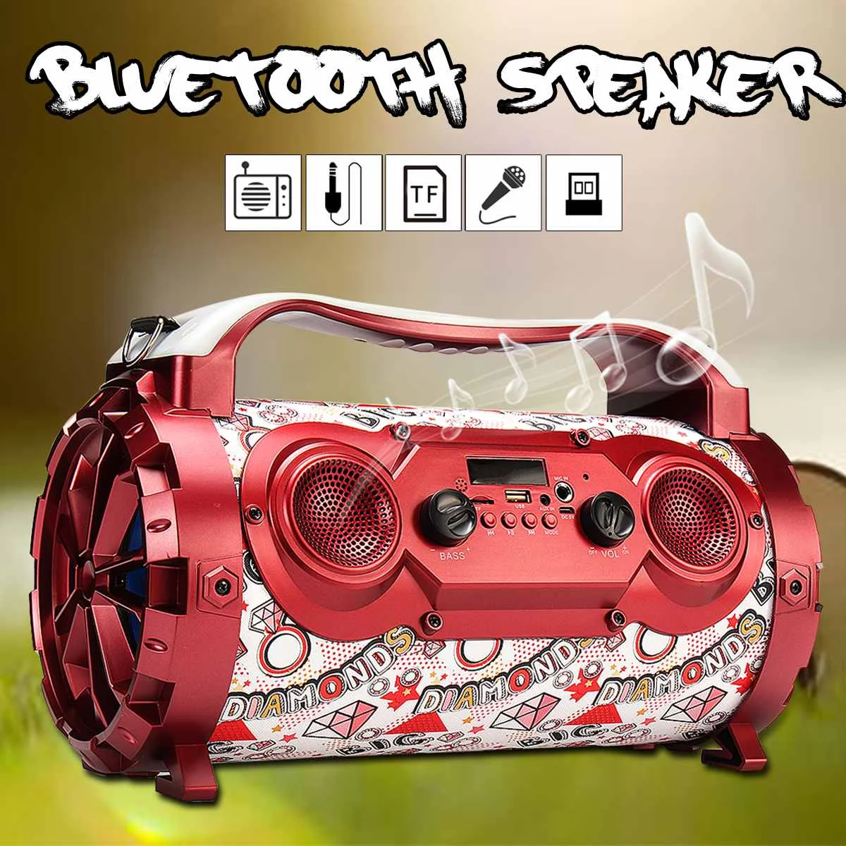 

Portable Wireless bluetooth Speakers 15W Loudspeaker Sound System Outdoor Car Music Speakers Radio Player Soundbar 36x18x22cm