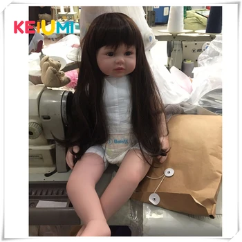 

Wholesale Silicone Reborn Baby Doll Toys 22 inch with Long hair Realistic Baby Dolls Handmade Girl Reborns Kids Playmates