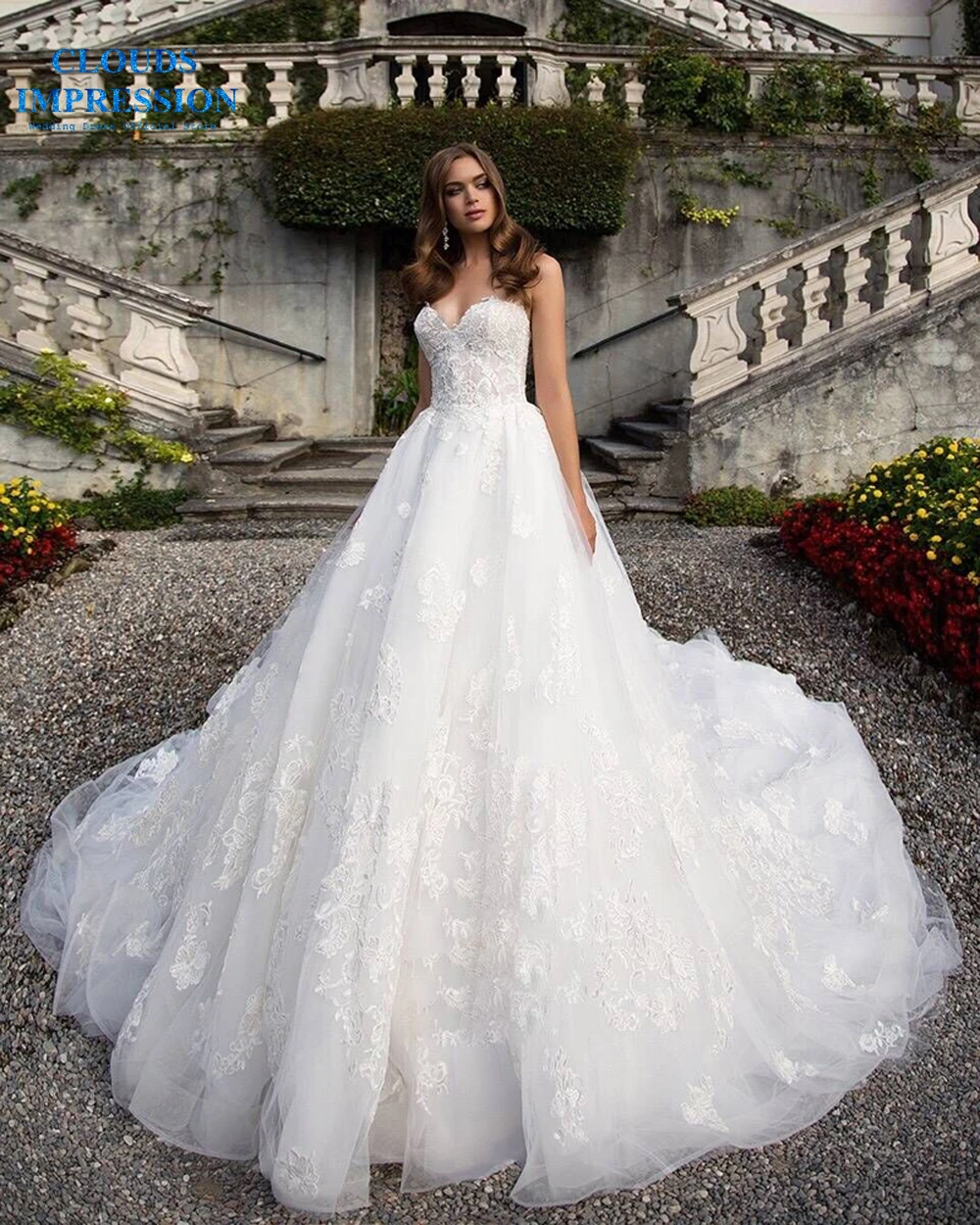 

Sexy Backless Chapel Train Sweetheart Wedding Dress 2019 A Line Lace Beading Bridal Gowns Vestige De Noiva