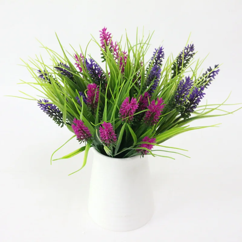 JAROWN Artificial Flower Plastic Fake Flowers Simulation Lavender Bouquet Flores Wedding Decor Home Gardening Decor Accessories (22)
