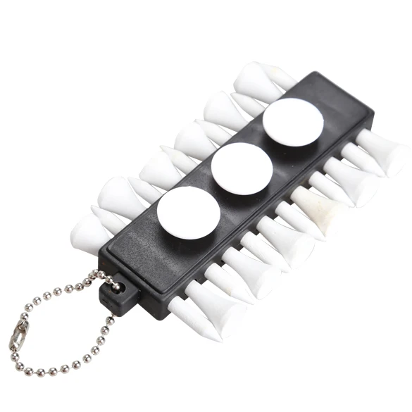 Golf Tee Holder Carrier with 12 Plastic Tees & 3 Ball Markers & 1 Key
