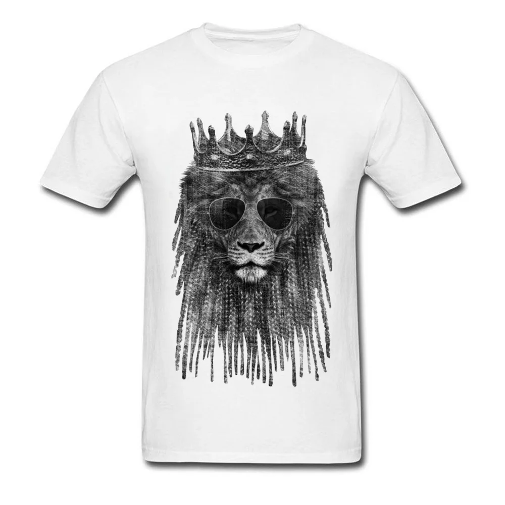 LION is KING Top T-shirts for Men Unique Summer Fall Tops Tees Short Sleeve Coupons Casual Tee Shirt O-Neck 100% Cotton LION is KING white