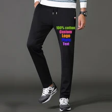 Пользовательские логотип фото дизайн печатных унисекс для мужчин и женщин хлопчатобумажные спортивные брюки эластичная талия Свободные негабаритные мужские брюки низ 3XL
