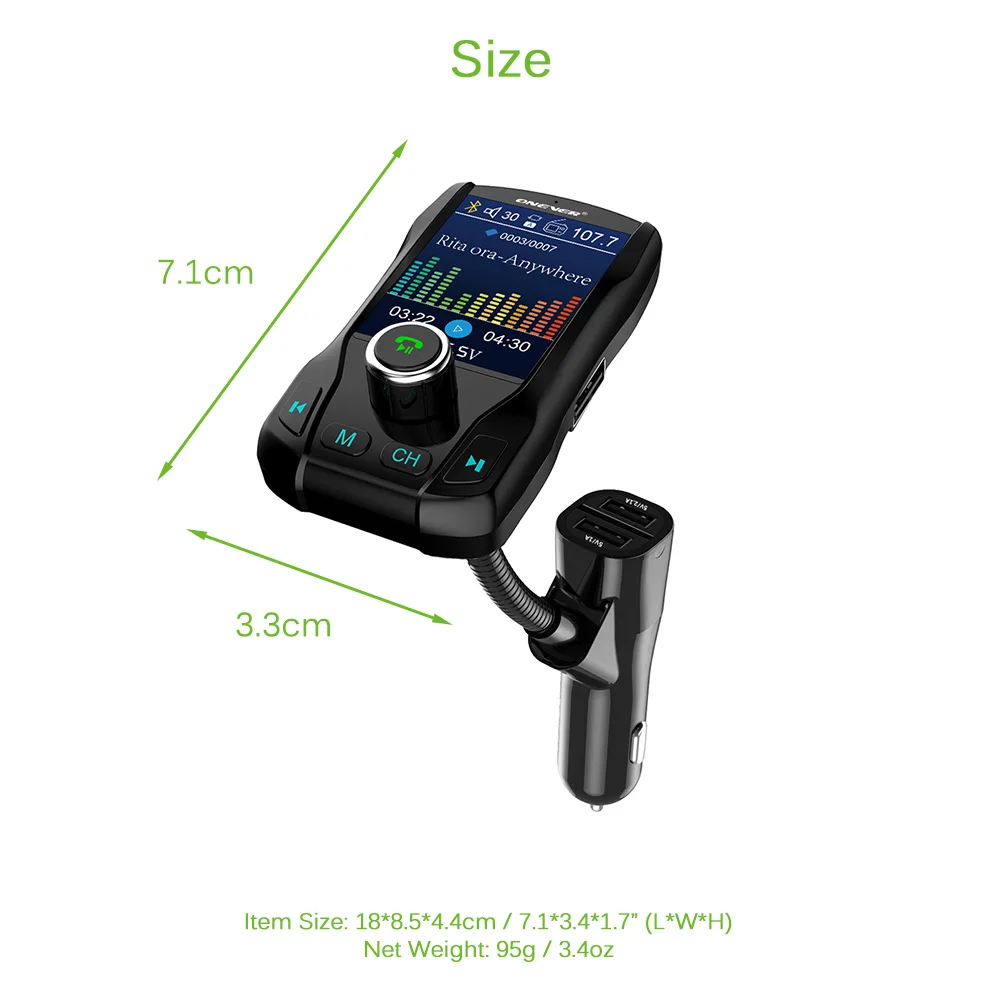 Onever Автомобильный Bluetooth V3.0 EDR автомобильный fm передатчик радио адаптер с