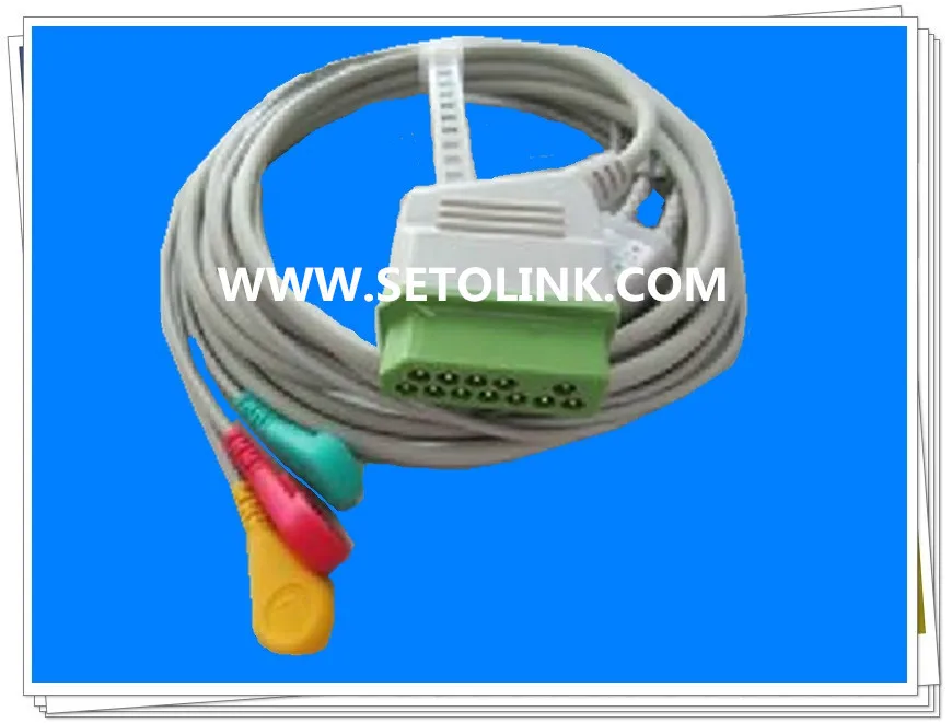 NIHON KOHDEN 12 PIN ECG CABLE 3 LEADWIRES SNAP END NIHON KOHDEN 12 PIN ECG CABLE 3 LEADWIRES SNAP END
