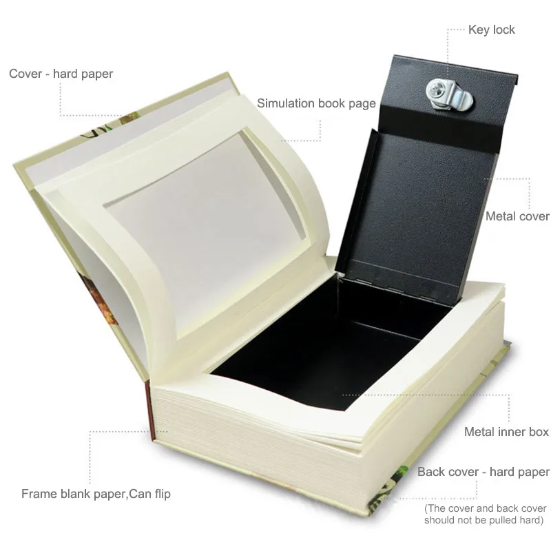Book Safes Key Lock Type High Quality Secret Book Hidden Security Safe Box Metal Steel Simulation Classic Book Style Size M