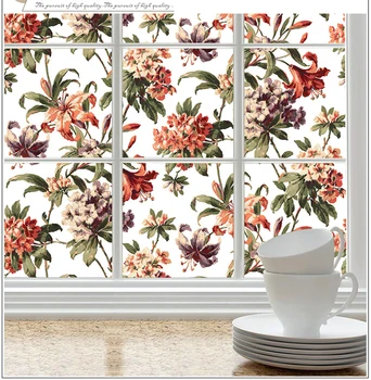 

3D Oil Painting Colorful Static Cling Stained Glass Paper Window Paper Glass Window Sticker European Glass Sticker Bedroom Film