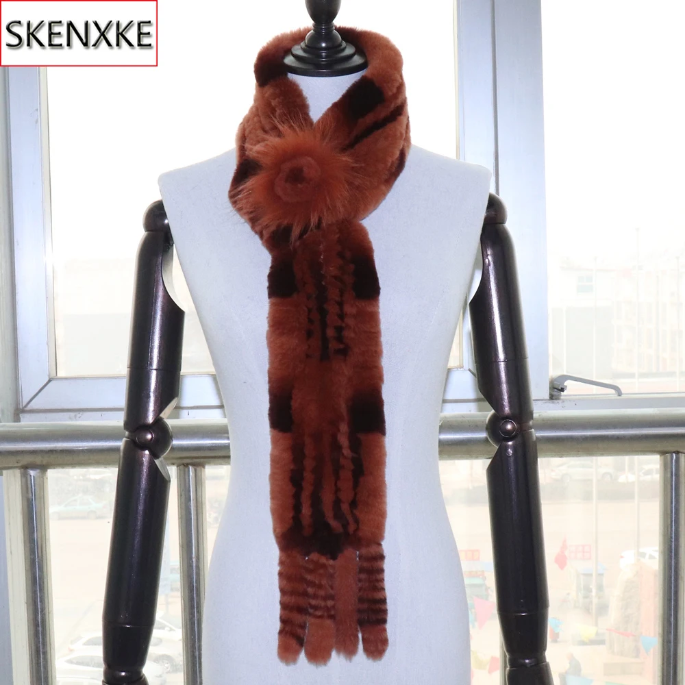 

Lady Fashion Genuine Rex Rabbit Fur Scarves 100% Natural Warm Soft Rex Rabbit Fur Muffler