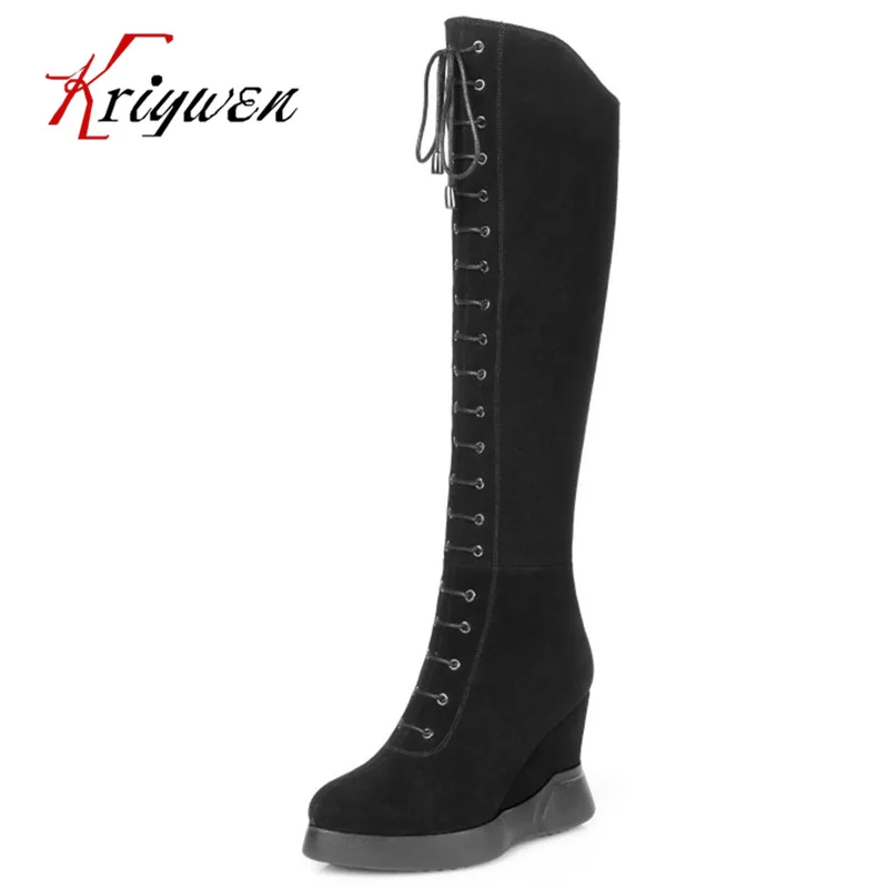 

Plus size 34-42 sexy cow suede high heels women fashion long dress motorcycle shoes knight elegant ladies black knee high boots