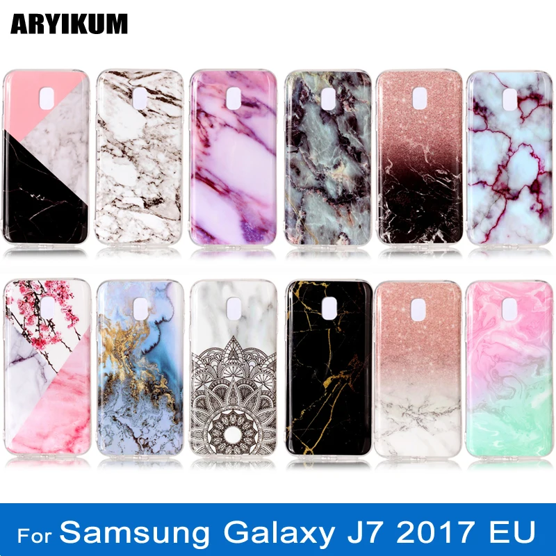ARYIKUM Telephone Case For Samsung Galaxy J7 2017 Pro EU J730F J730 Soft Silicone Marble BackCover J 7 Coque |